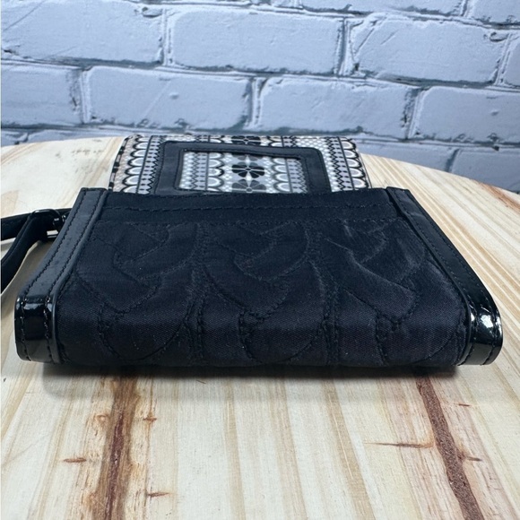 Black Vera Bradley Nylon Quilted Versatile Wallet Patent Leather Trim Small - Picture 6 of 9